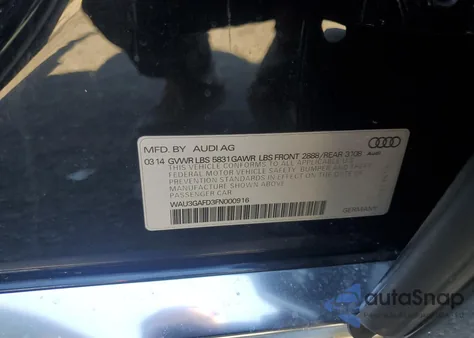 2015 Audi A8 L Quattro из США, поврежденный, VIN WAU3GAFD3FN000916